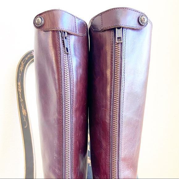 Frye Shoes Frye Melissa Smooth Grain Brown Riding Boots Zipper Back